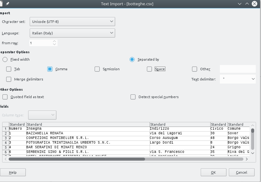 import example in LibreOffice Calc